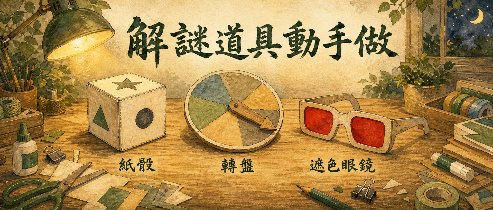 解謎道具動手做：紙骰、轉盤、遮色眼鏡